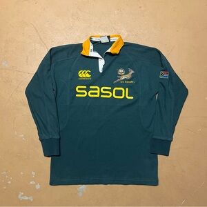 Canterbury South Africa Sasol SA Rugby Polo Long Sleeve Shirt Small